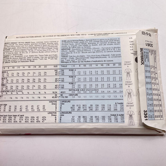 Sewing Pattern - Womenswear - Butterick 3361