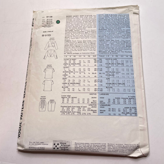 Sewing Pattern - Womenswear - Vogue 2013