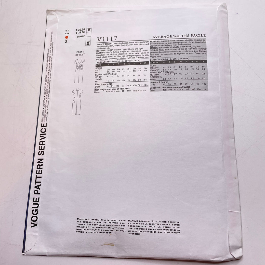 Sewing Pattern - Womenswear - Vogue V1117