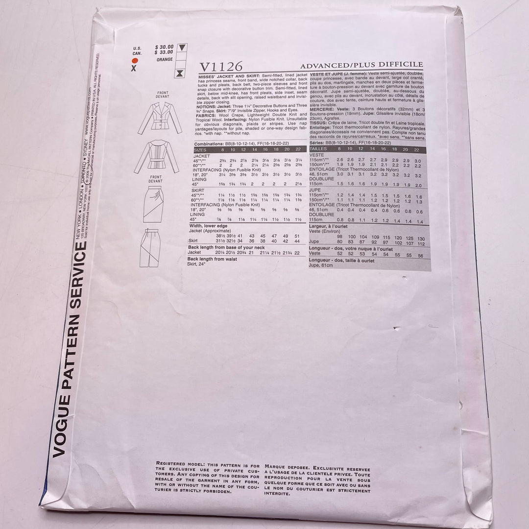 Sewing Pattern - Womenswear - Vogue V1126