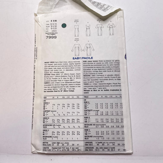 Sewing Pattern - Womenswear - Vogue 7999