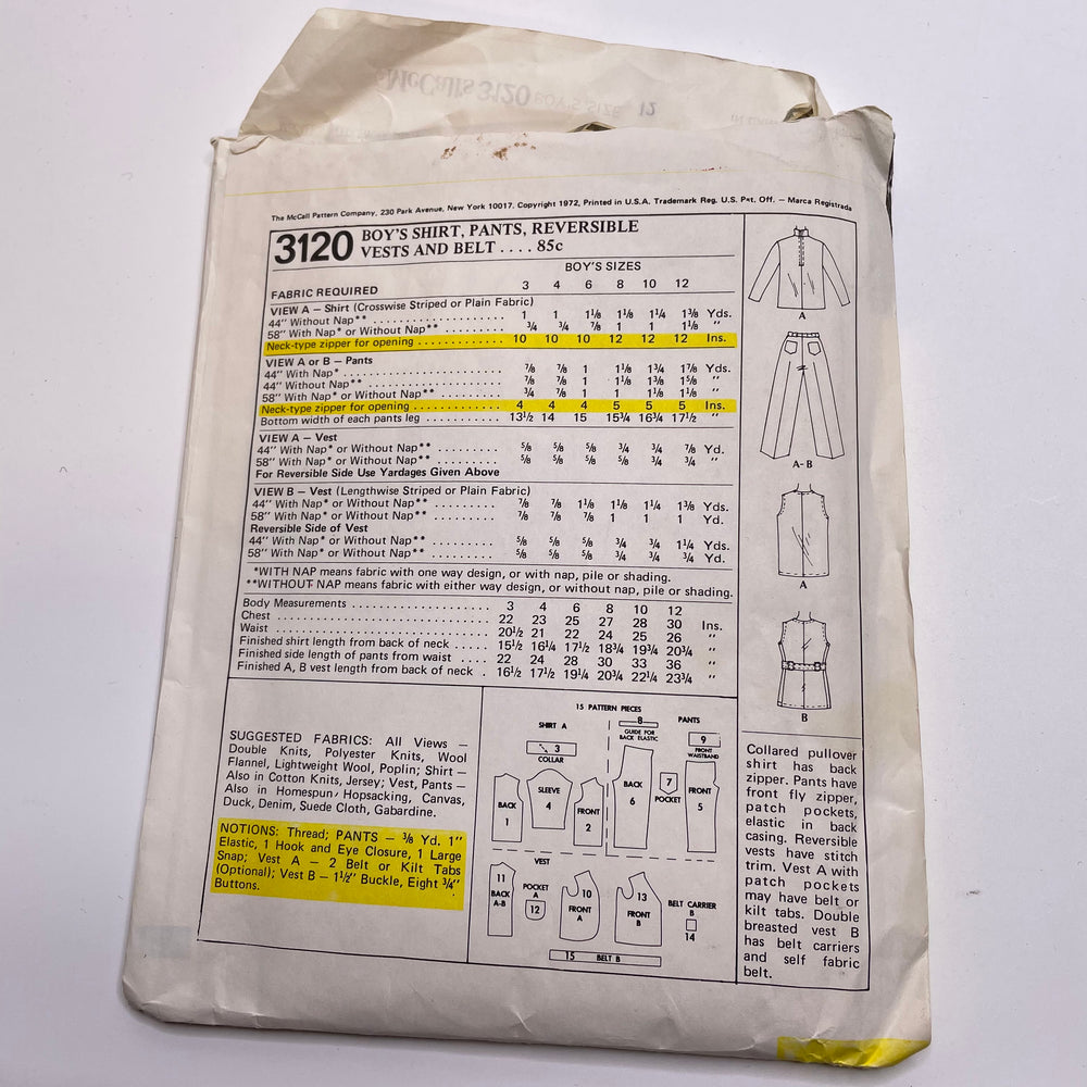 Sewing Pattern - Junior - McCall's 3120