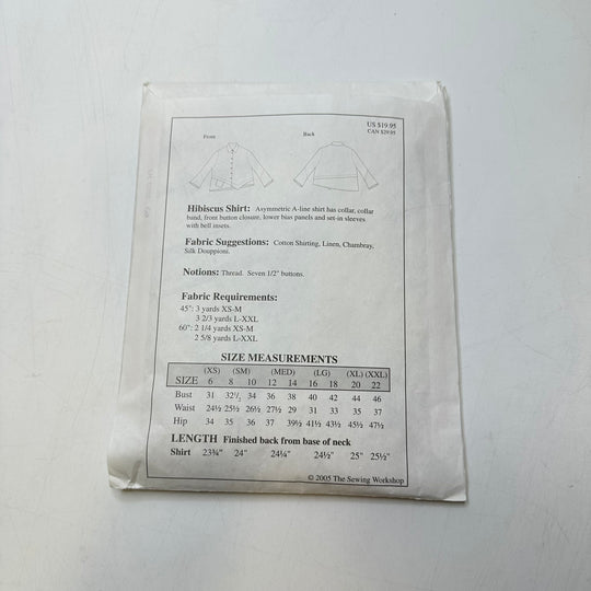 Sewing Pattern - Womenswear - The Sewing Workshop