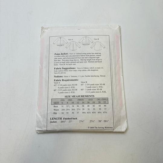 Sewing Pattern - Womenswear - The Sewing Workshop