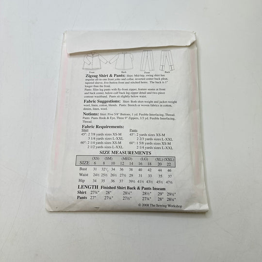 Sewing Pattern - Womenswear - The Sewing Workshop