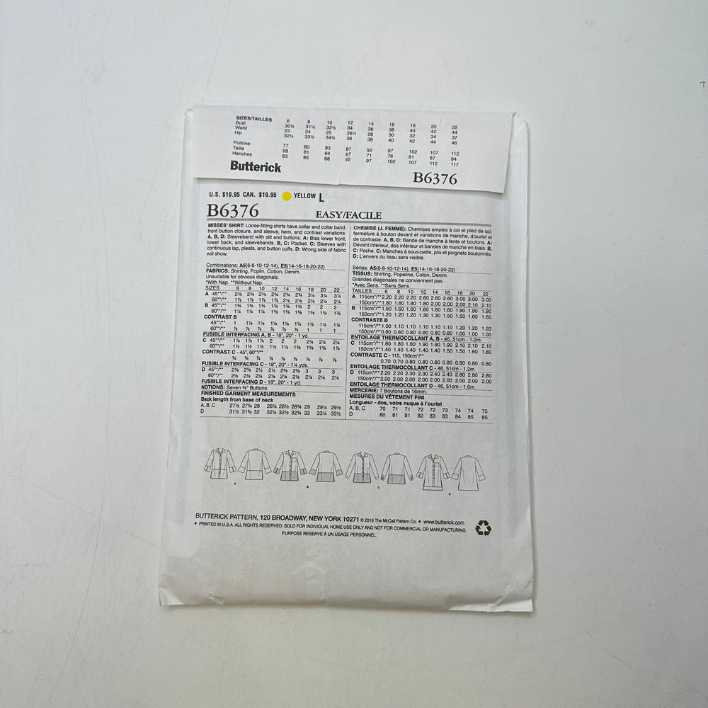 Sewing Pattern - Womenswear - Butterick B6376