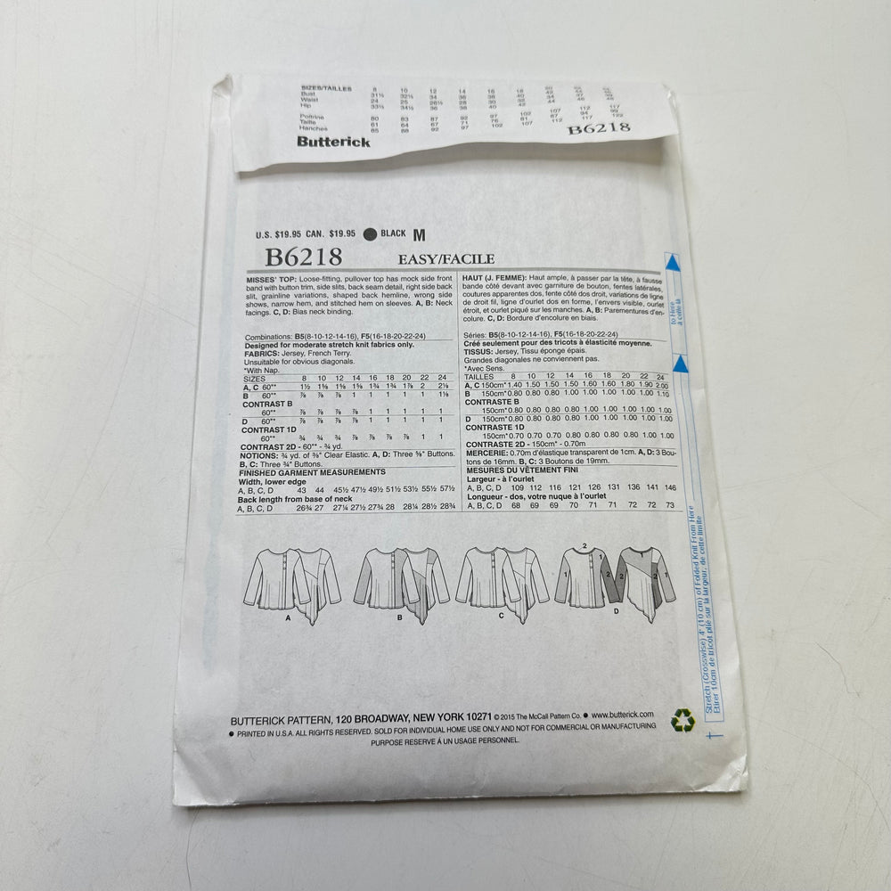 Sewing Pattern - Womenswear - Butterick B6218