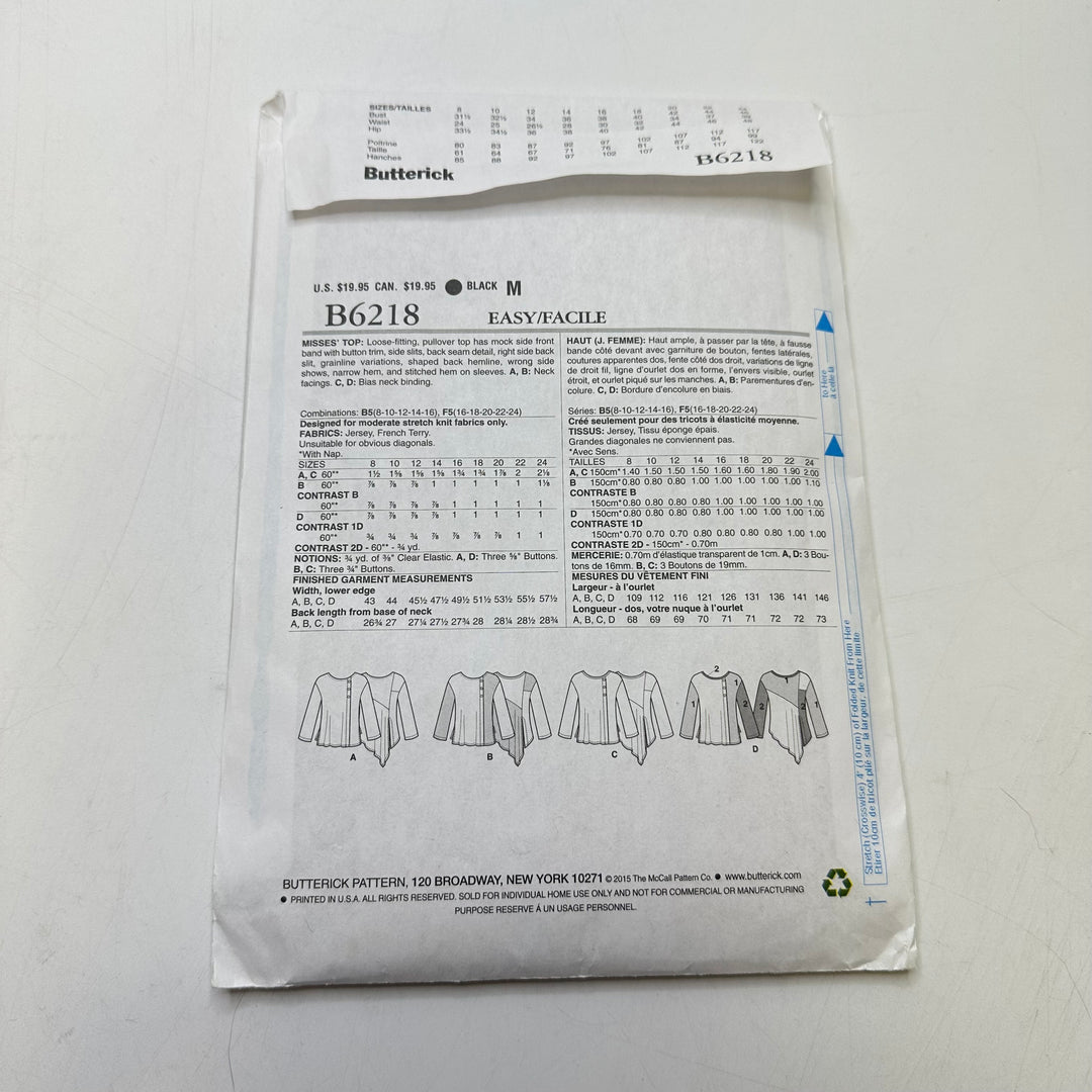 Sewing Pattern - Womenswear - Butterick B6218