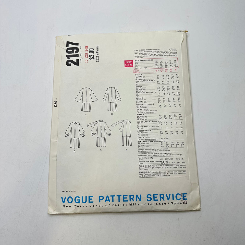 Sewing Pattern - Womenswear - Vogue 2197