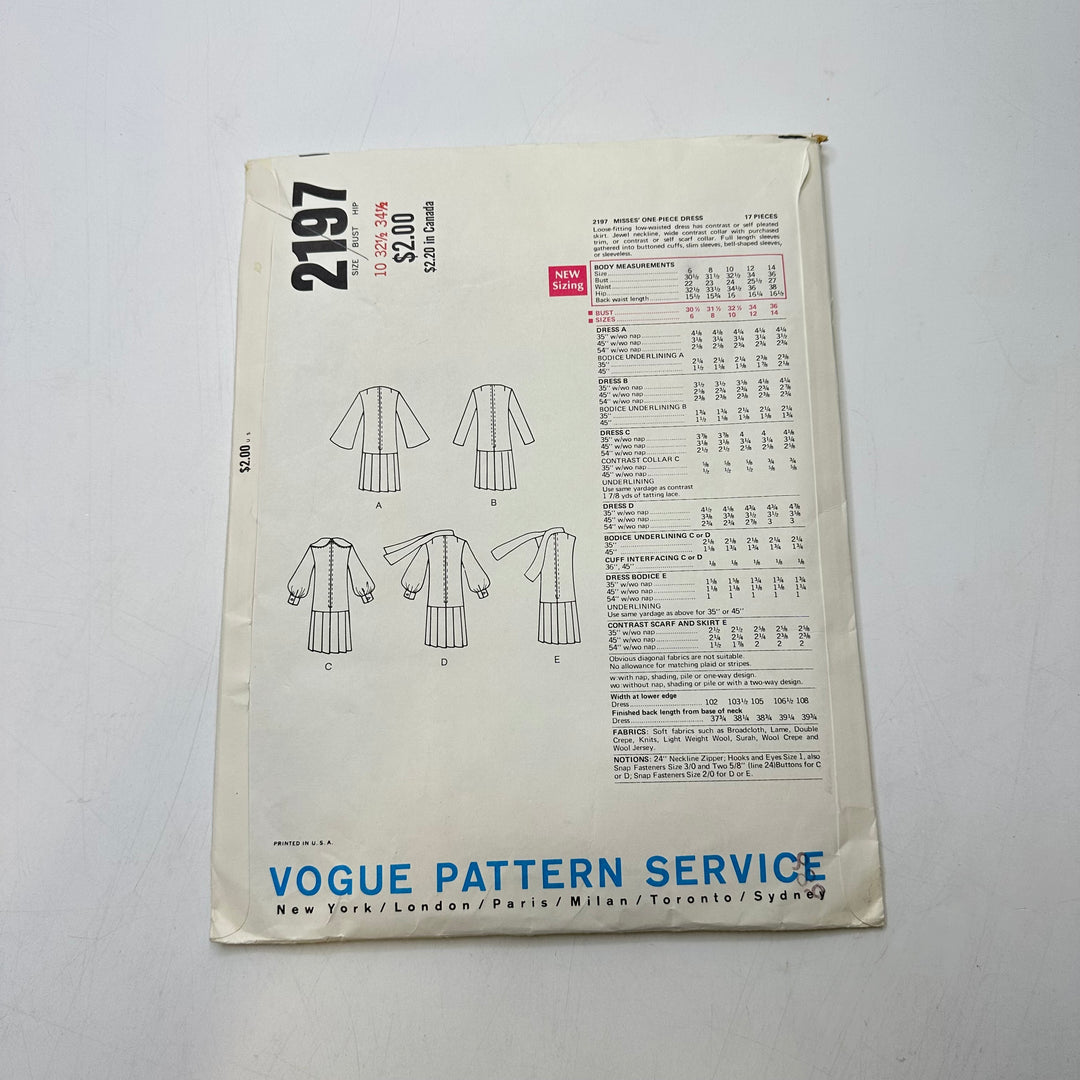 Sewing Pattern - Womenswear - Vogue 2197