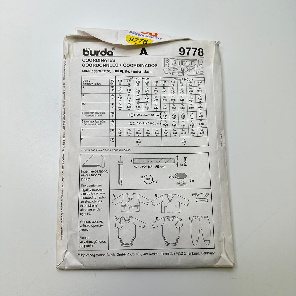 Sewing Pattern - Childrenswear - Burda 9778
