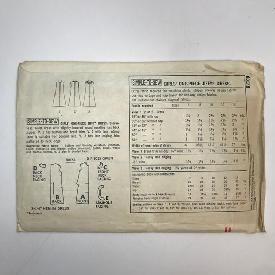 Sewing Pattern - Junior - Simplicity 6378