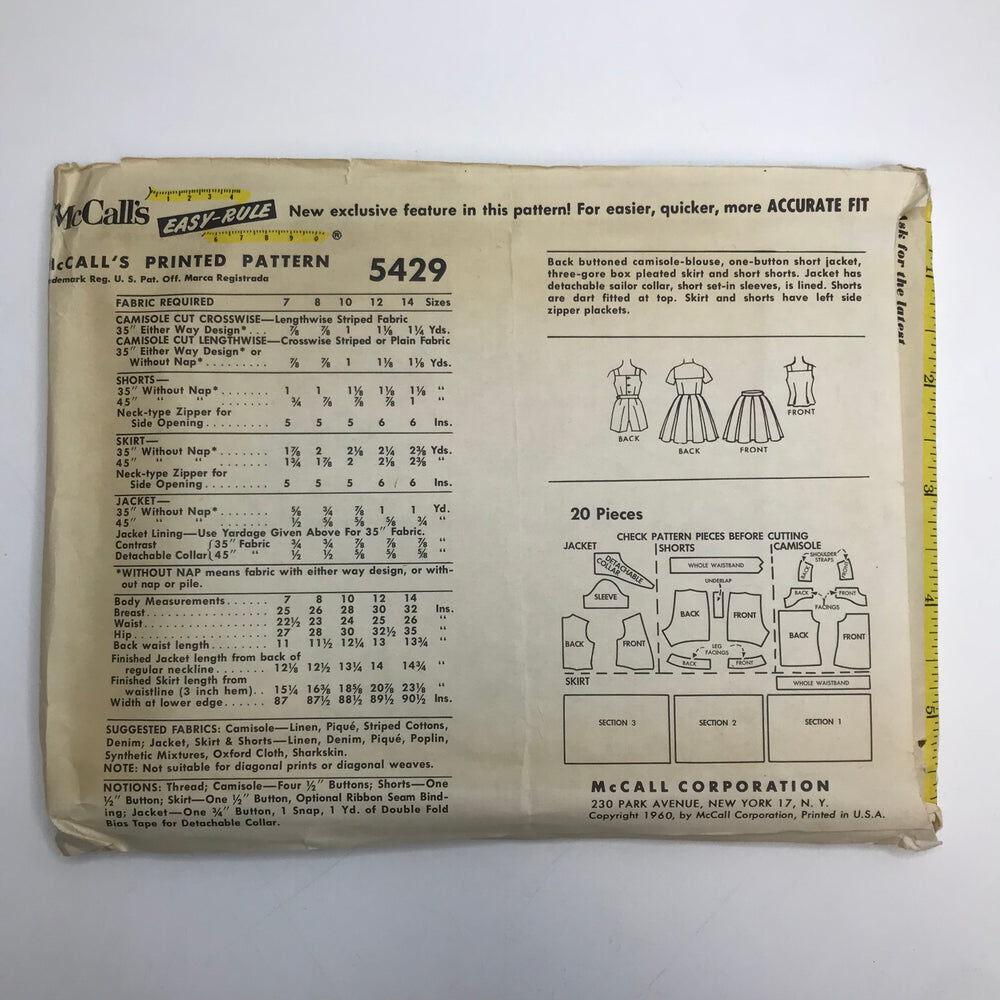 Sewing Pattern - Junior - McCall's 5429