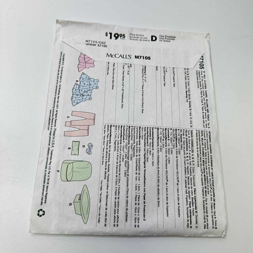 Sewing Pattern - Craft - McCall's M7105