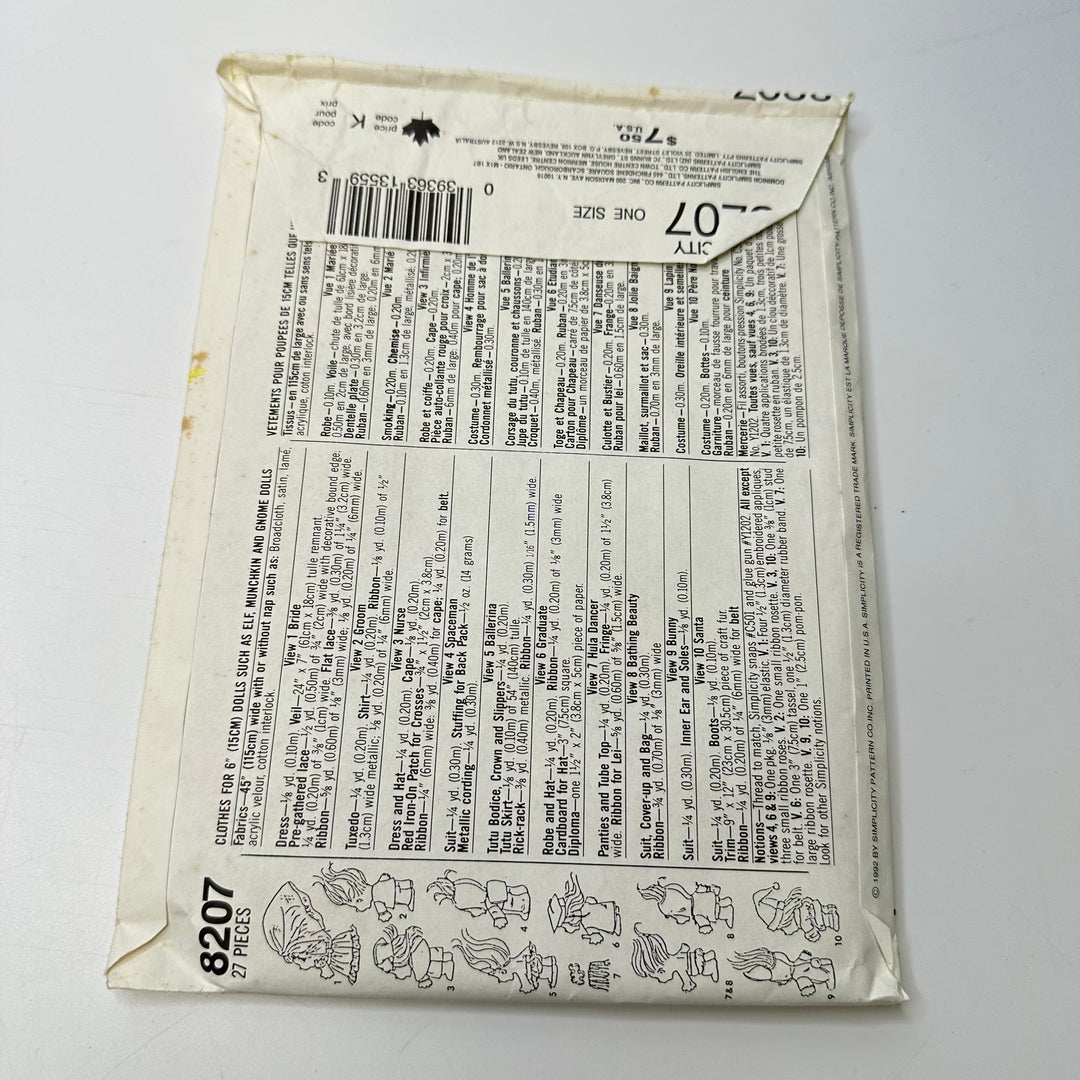 Sewing Pattern - Craft - Simplicity 8207