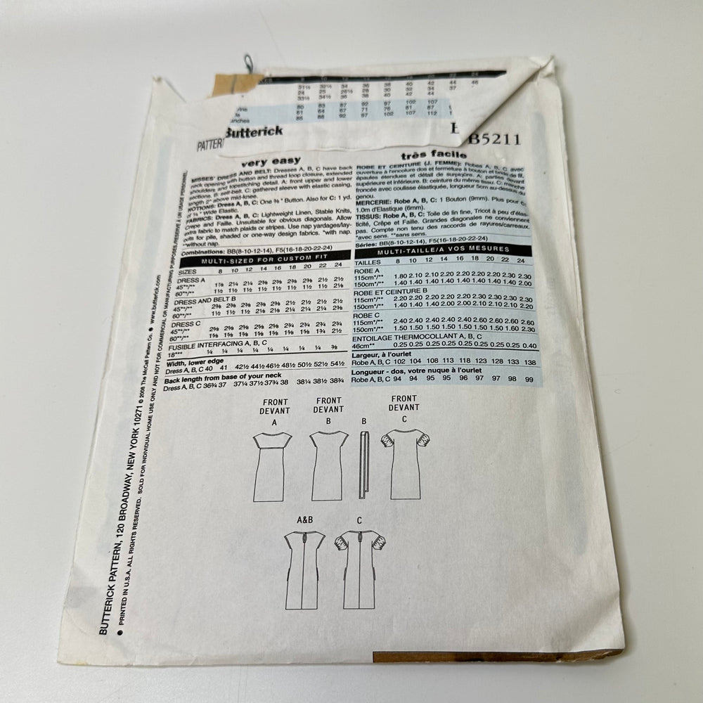 Sewing Pattern - Womenswear - Butterick B5211