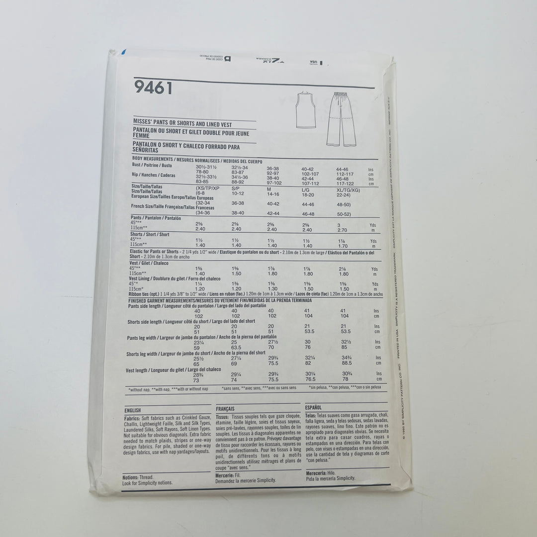 Sewing Pattern - Womenswear - Simplicity 9461