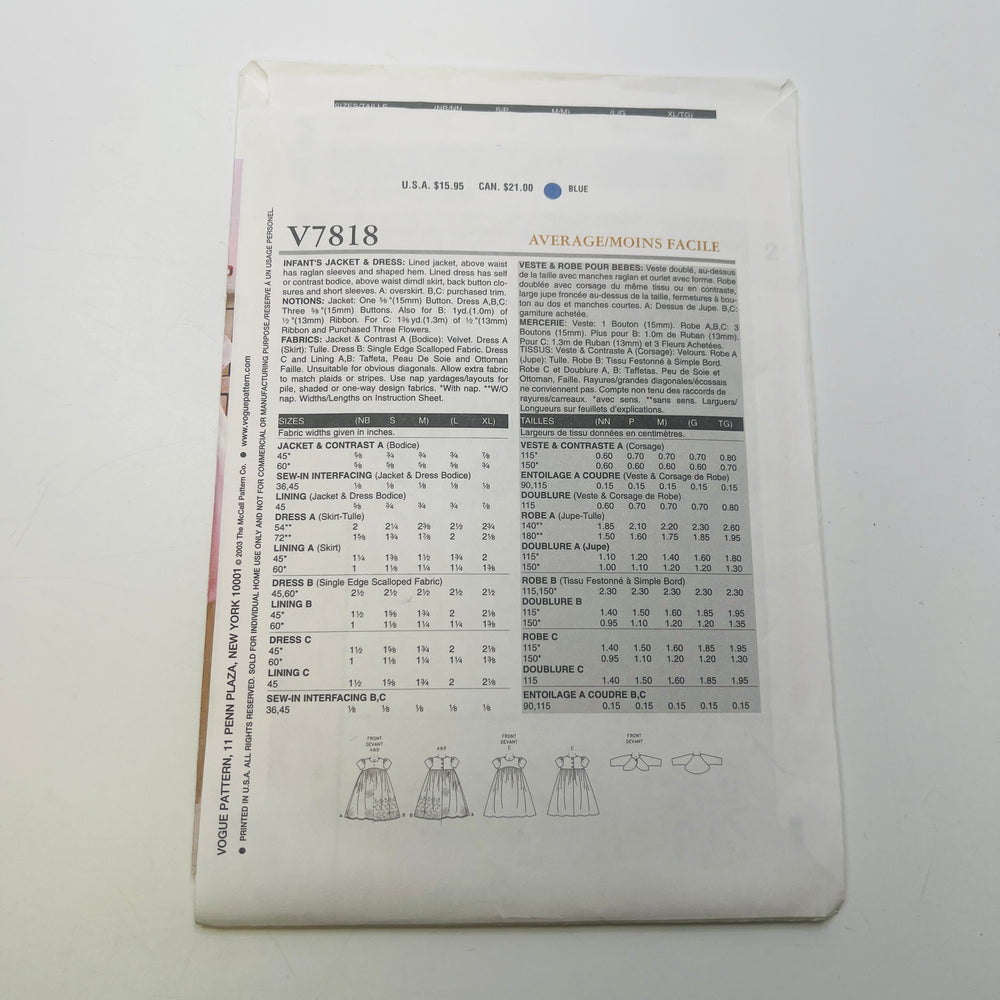 Sewing Pattern - Childrenswear - Vogue 7818