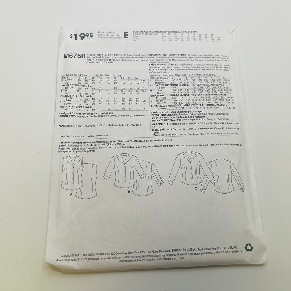 Sewing Pattern - Womenswear - McCall's 6750