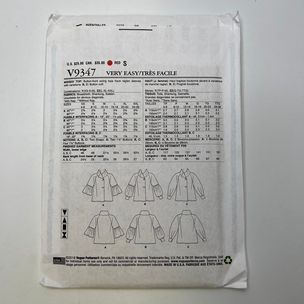 Sewing Pattern - Womenswear - Vogue 9347