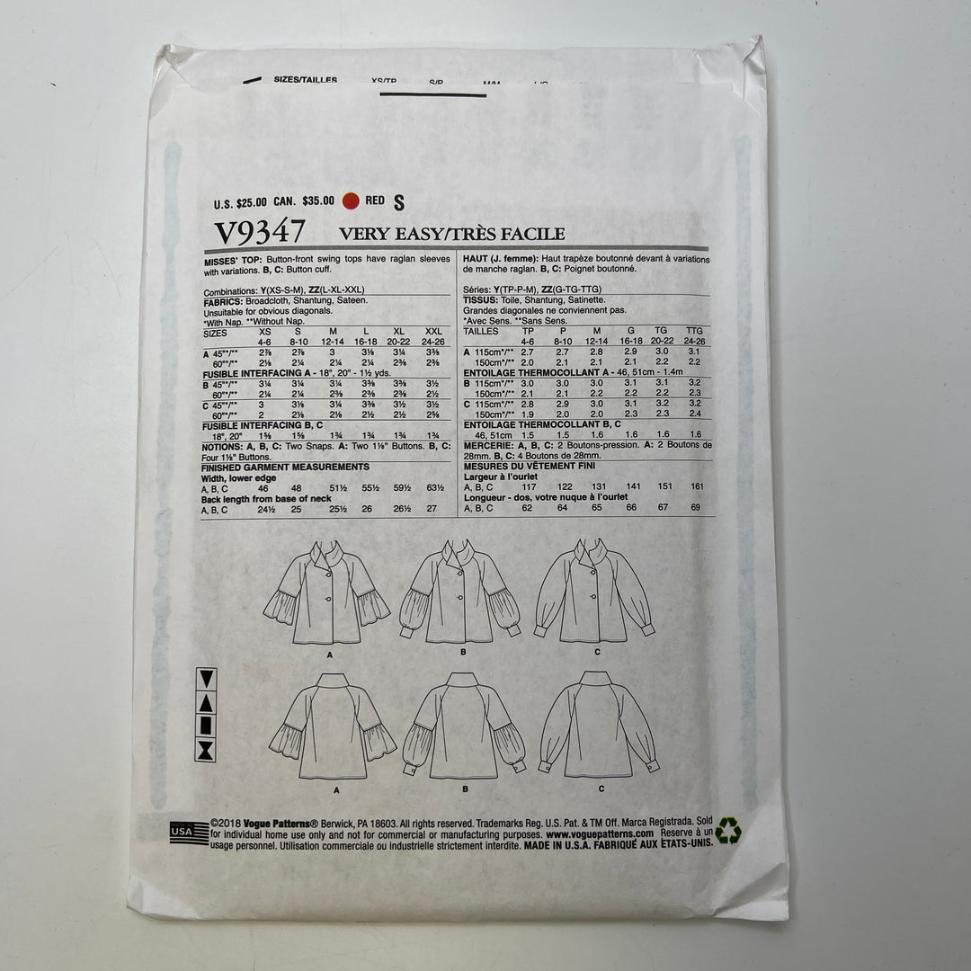 Sewing Pattern - Womenswear - Vogue 9347
