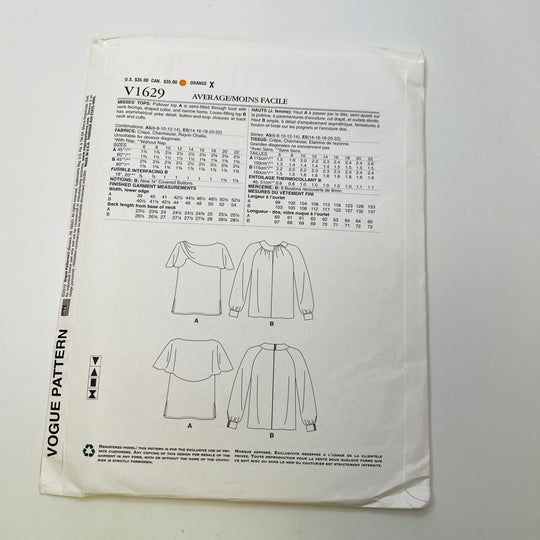 Sewing Pattern - Womenswear - Vogue 1629