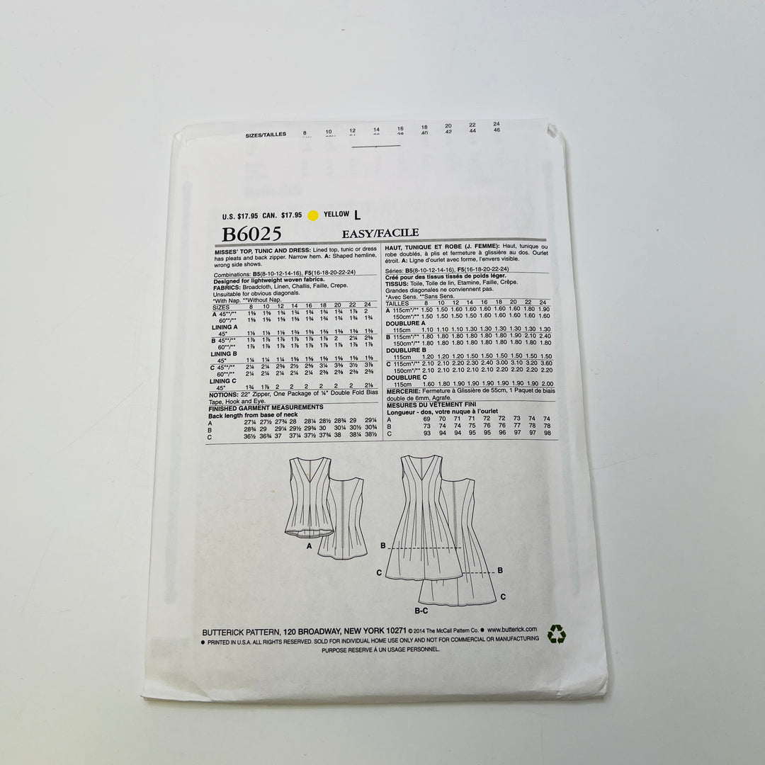 Sewing Pattern - Womenswear - Butterick 6025