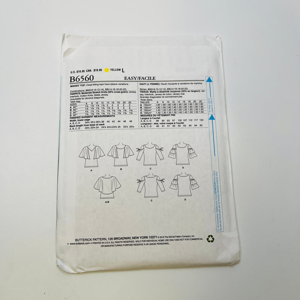 Sewing Pattern - Womenswear - Butterick 6560