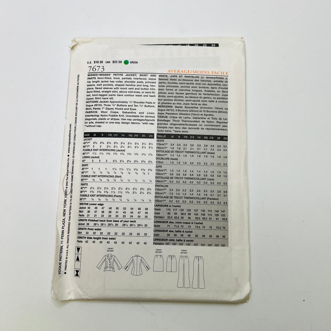 Sewing Pattern - Womenswear - Vogue 7673