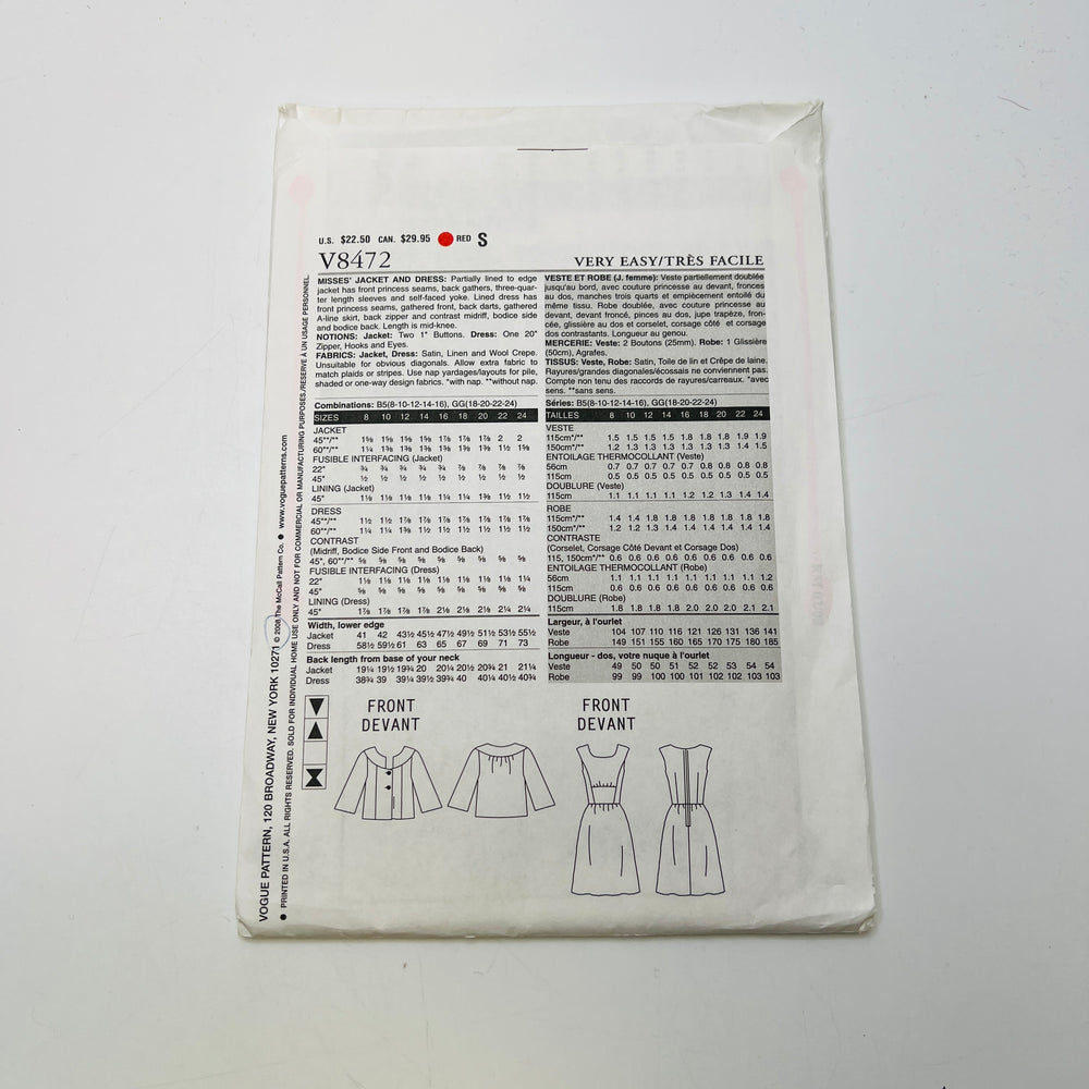 Sewing Pattern - Womenswear - Vogue 8472
