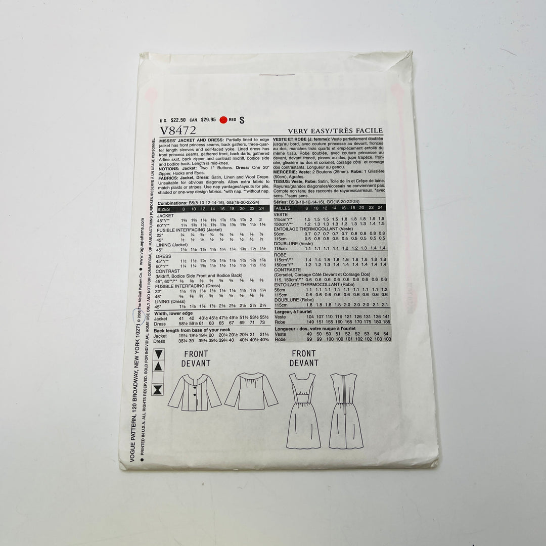 Sewing Pattern - Womenswear - Vogue 8472