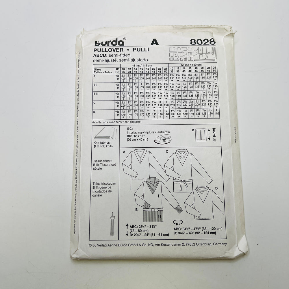 Sewing Pattern - Womenswear - Burda 8028