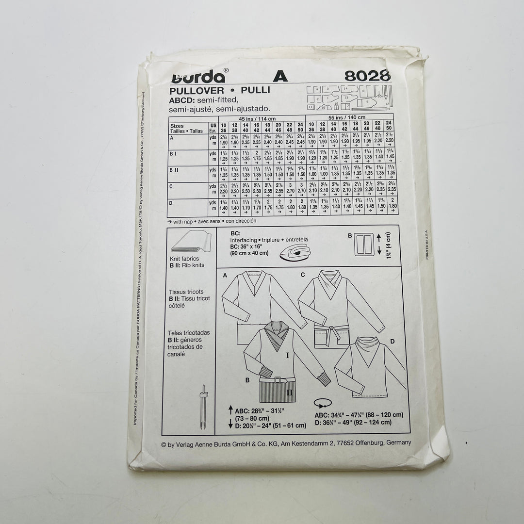 Sewing Pattern - Womenswear - Burda 8028