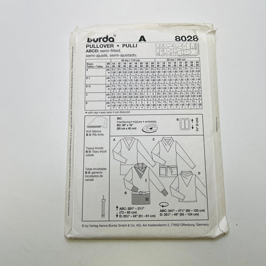 Sewing Pattern - Womenswear - Burda 8028