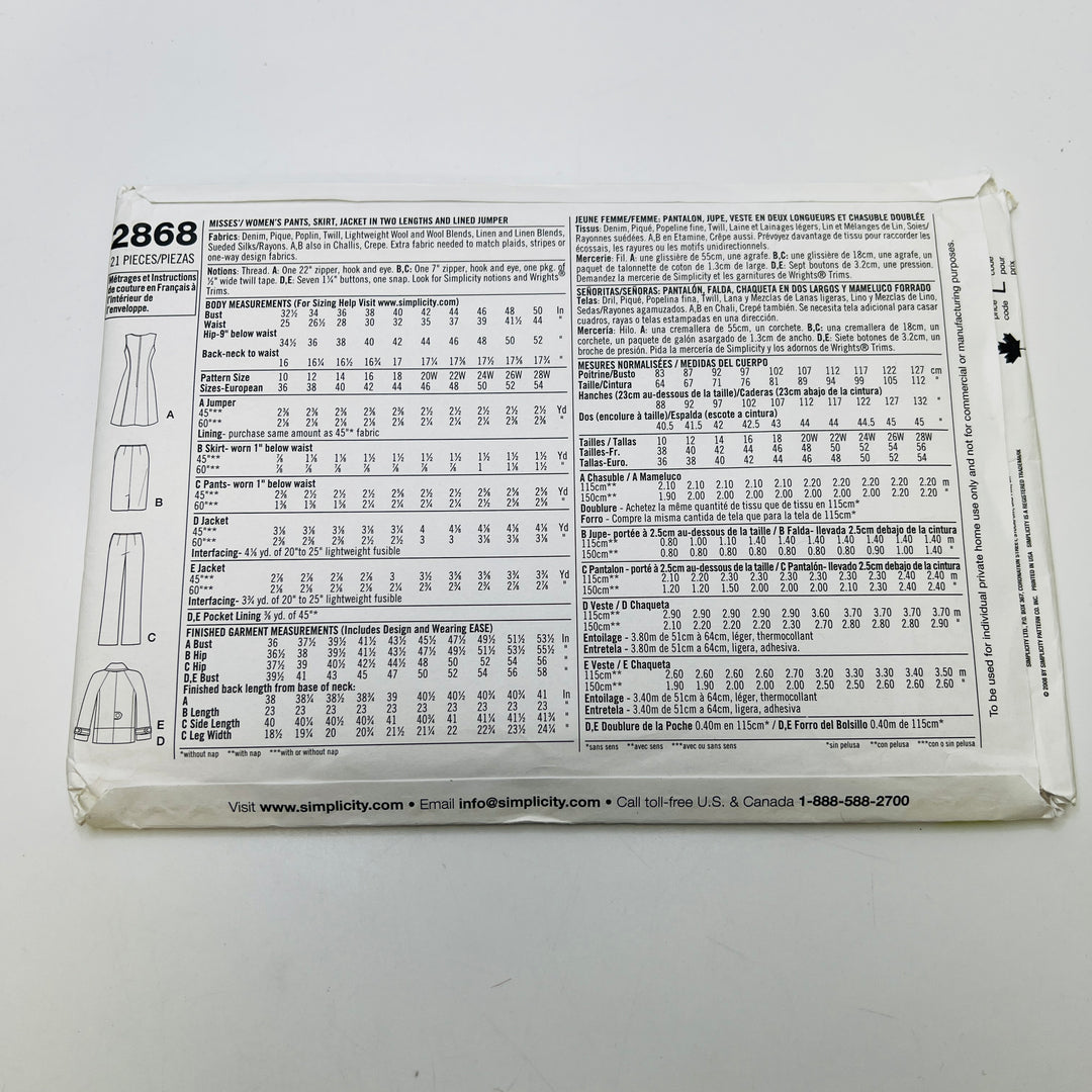 Sewing Pattern - Womenswear - Simplicity 2868