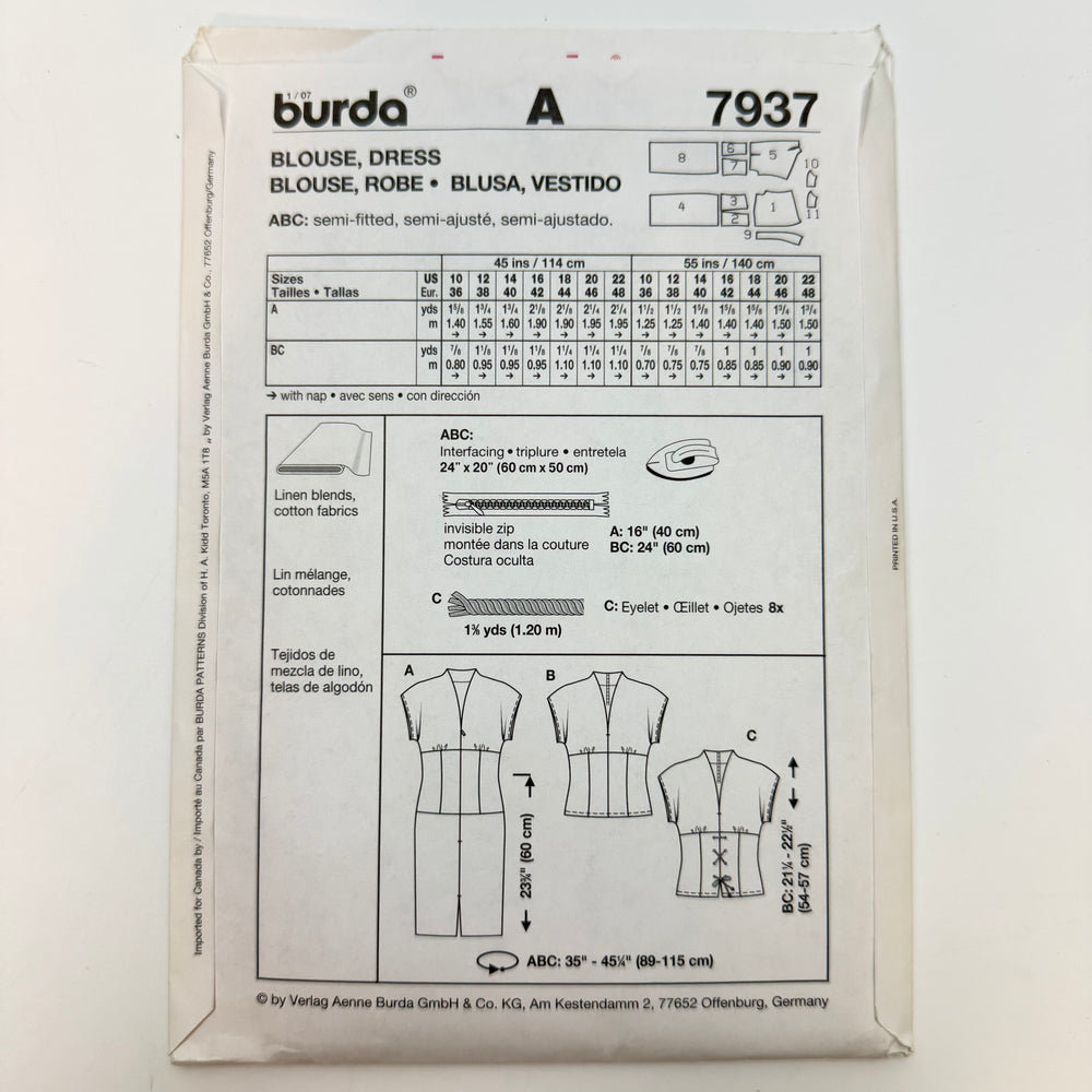 Sewing Pattern - Womenswear - Burda 7937