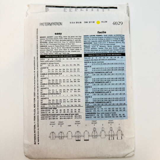 Sewing Pattern - Womenswear - Butterick 4029