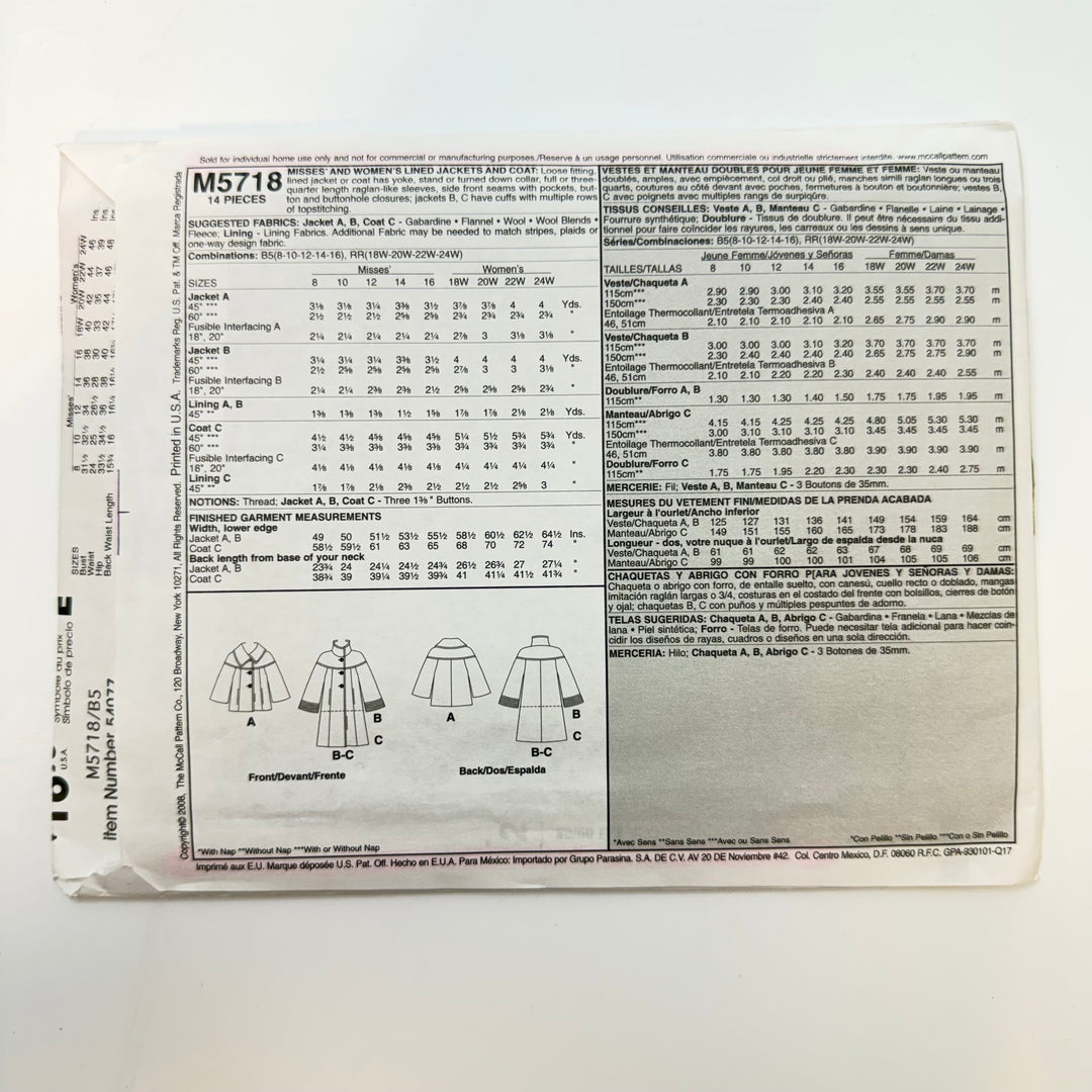 Sewing Pattern - Womenswear - McCall&