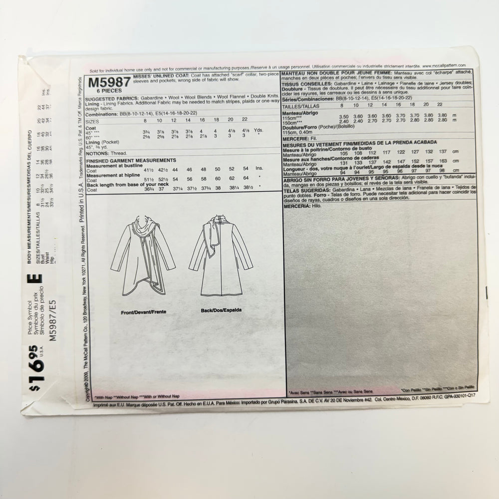 Sewing Pattern - Womenswear - McCall's 5987