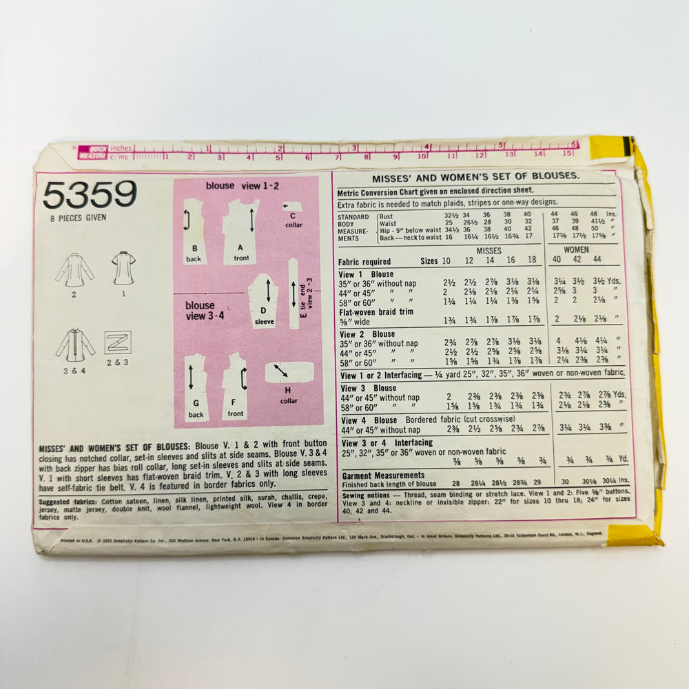 Sewing Pattern - Womenswear - Simplicity 5359