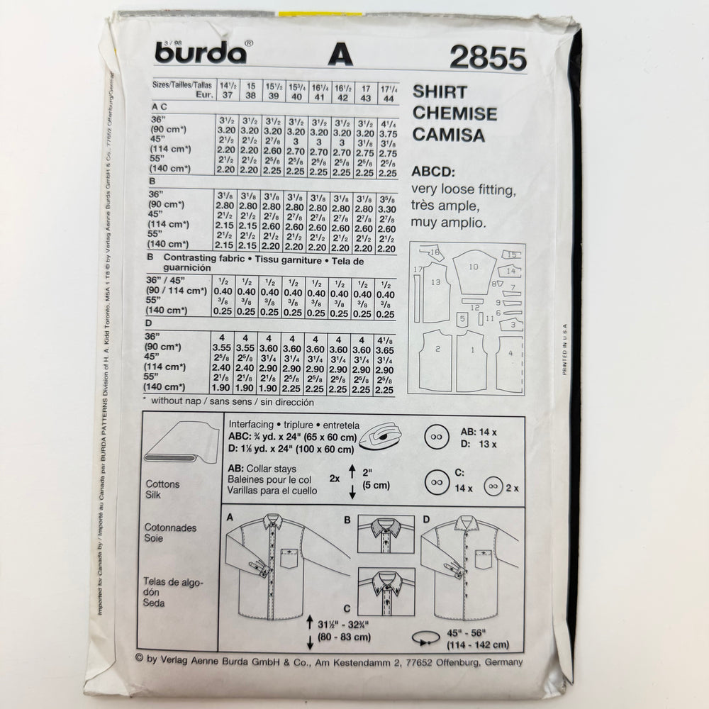 Sewing Pattern - Menswear - Burda 2855