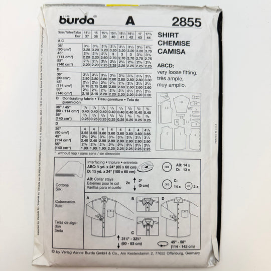 Sewing Pattern - Menswear - Burda 2855