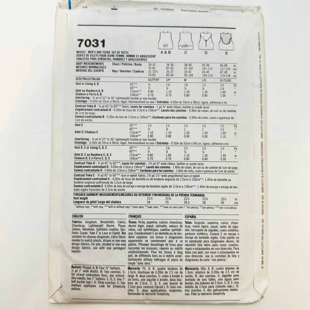 Sewing Pattern - Unisex - Simplicity 7031