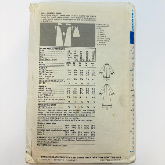 Sewing Pattern - Womenswear - Butterick 3991
