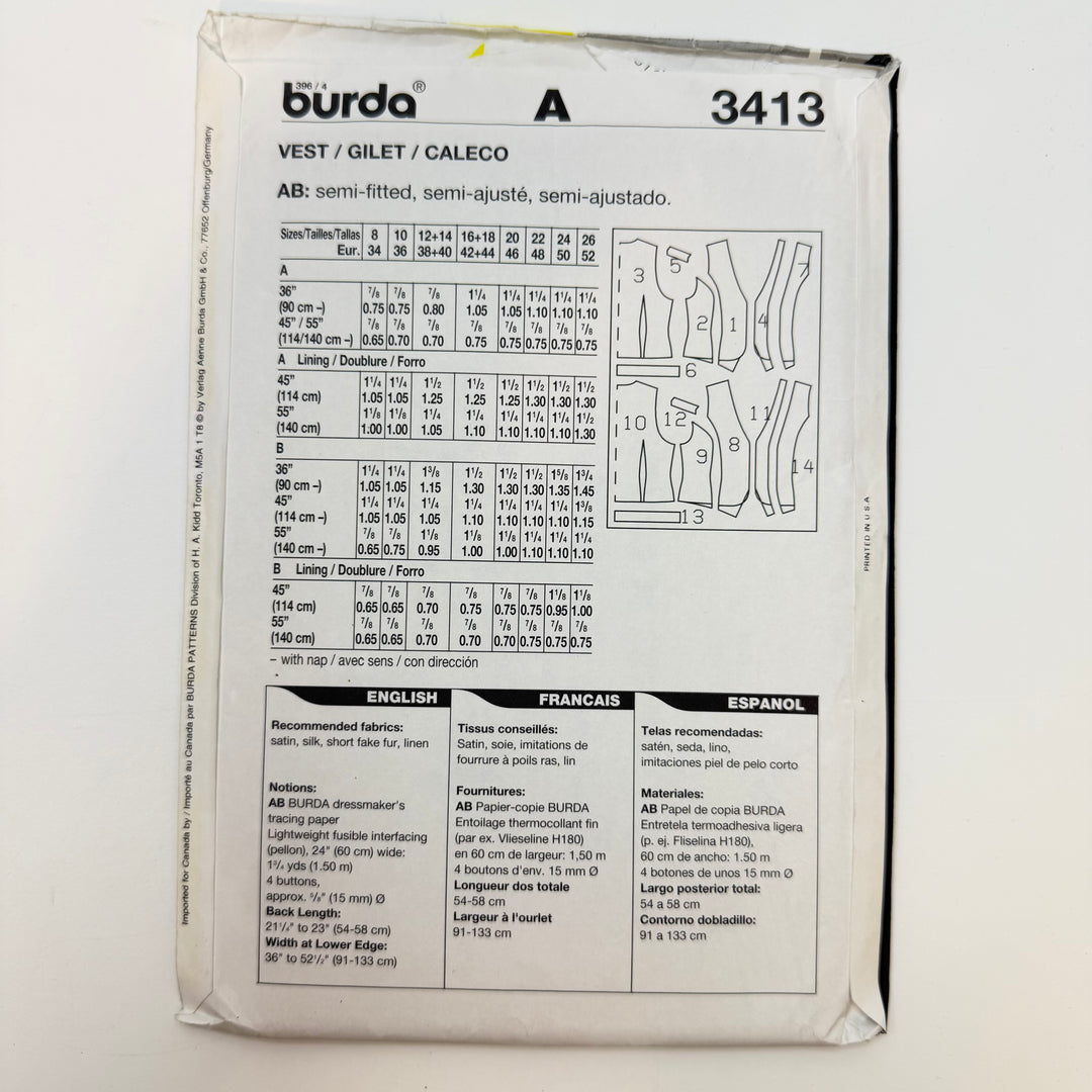 Sewing Pattern - Womenswear - Burda 3413