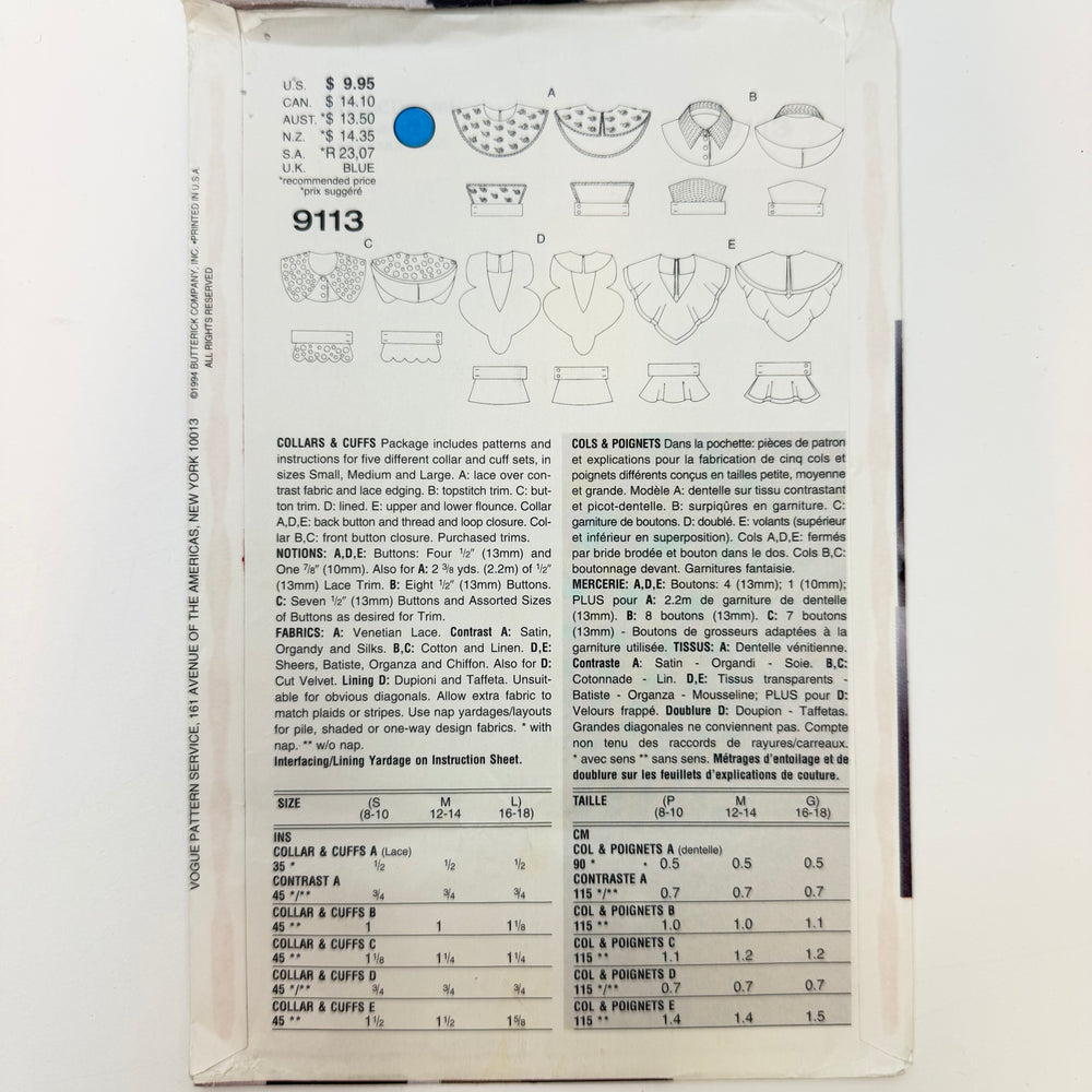 Sewing Pattern - Accessories - Vogue 9113