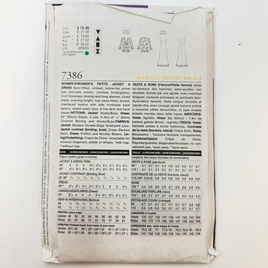 Sewing Pattern - Womenswear - Vogue 7386