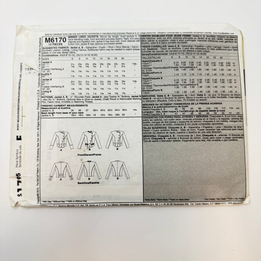 Sewing Pattern - Womenswear - McCall's 6170