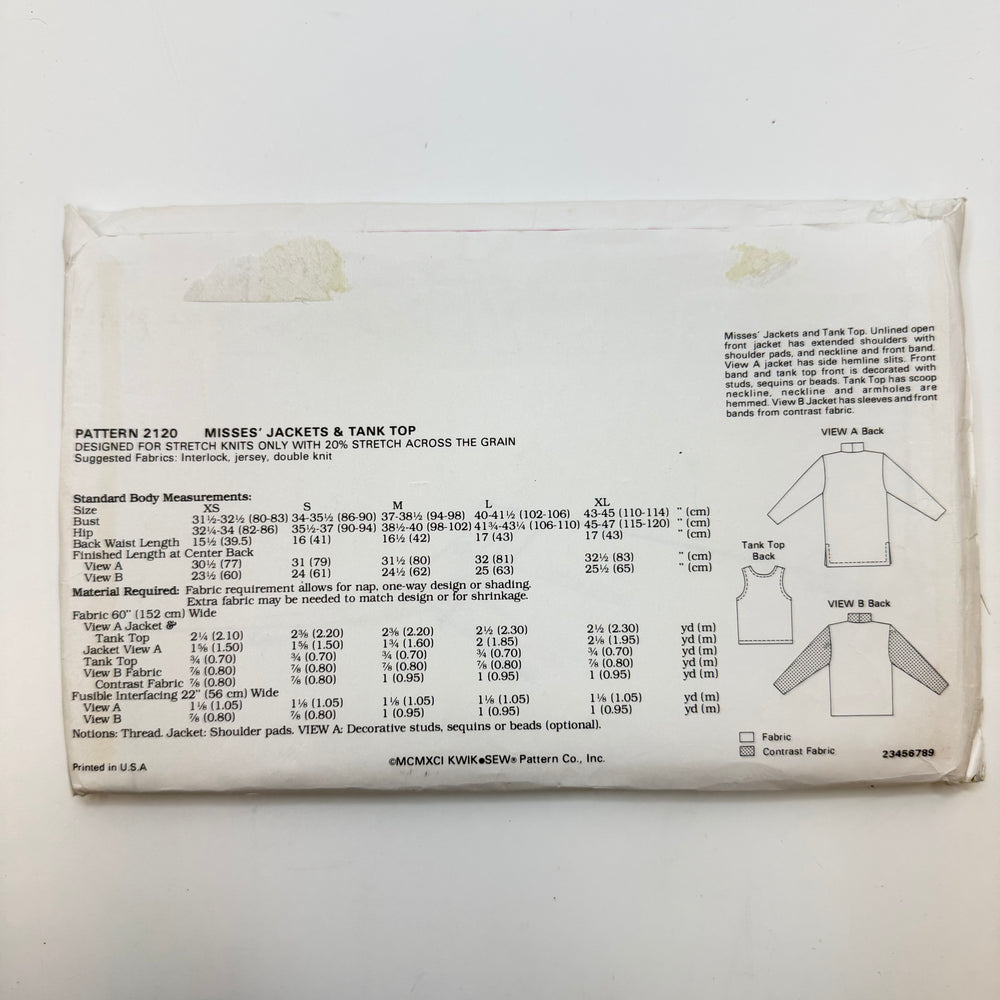 Sewing Pattern - Womenswear - Kwik Sew 2120