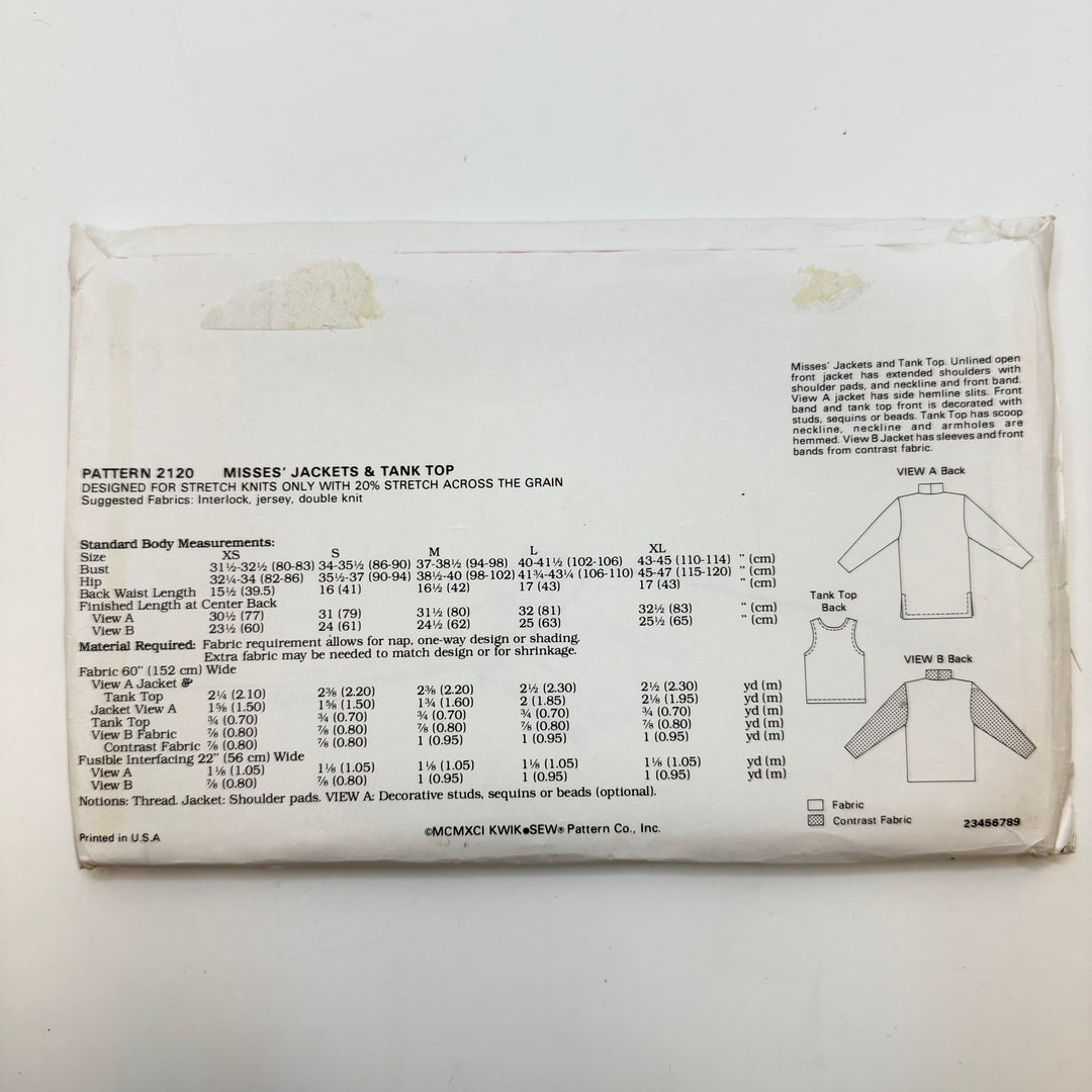 Sewing Pattern - Womenswear - Kwik Sew 2120